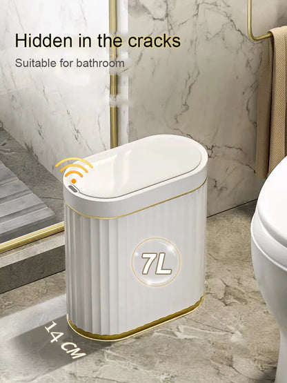 Automatic Sensor Trash Can Fashionable Roman Striped Bathroom Toilet