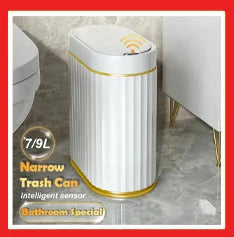 Automatic Sensor Trash Can Fashionable Roman Striped Bathroom Toilet