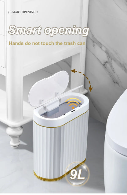 Automatic Sensor Trash Can Fashionable Roman Striped Bathroom Toilet