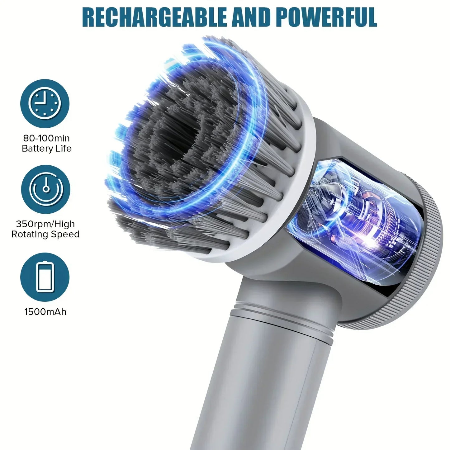 Powerful Electric Cleaning Brush Spin Scrubber Brush Deep Cleaning  Kitchen