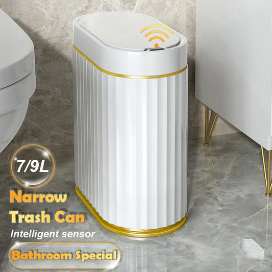 Automatic Sensor Trash Can Fashionable Roman Striped Bathroom Toilet