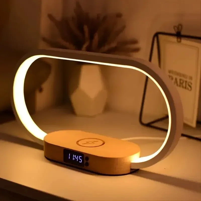 Wireless Charger Multifunction  Pad Stand Clock LED Desk Lamp Night Light