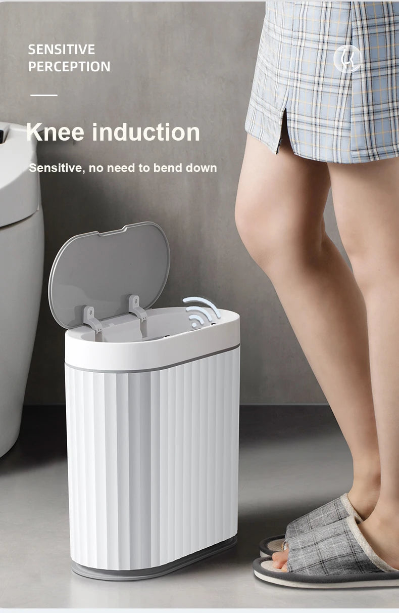 Automatic Sensor Trash Can Fashionable Roman Striped Bathroom Toilet