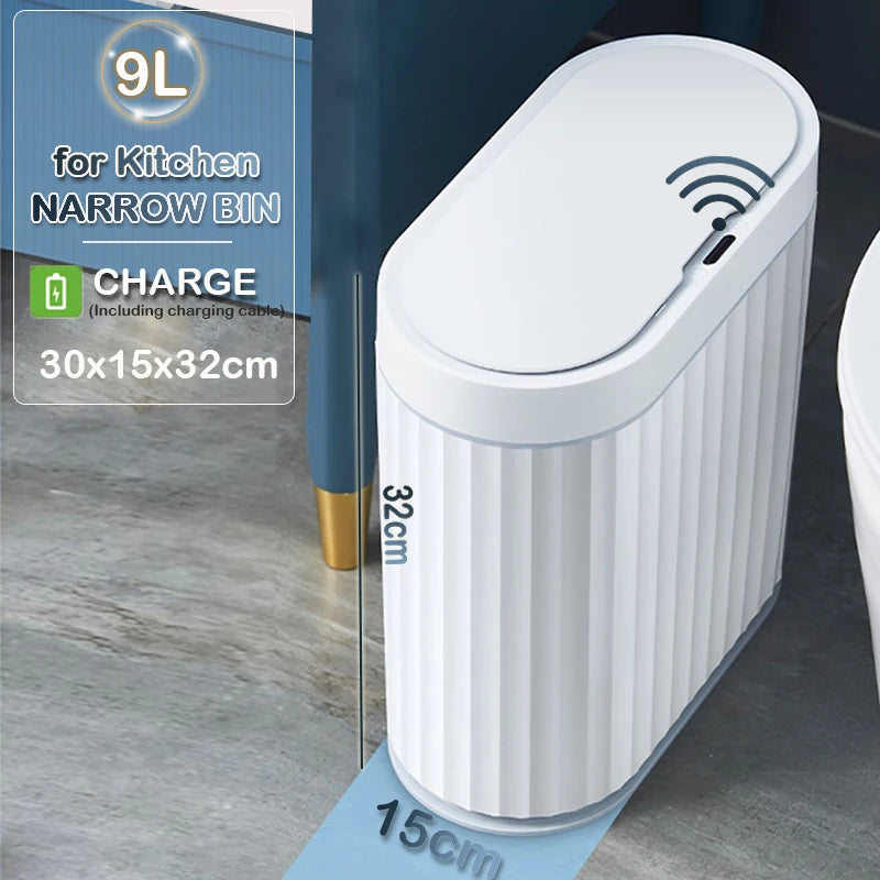 Automatic Sensor Trash Can Fashionable Roman Striped Bathroom Toilet